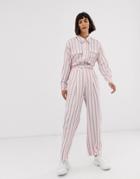 Asos White Pink Vertical Stripe Pants - Pink