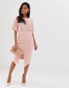 Asos Design Wiggle Midi Dress In Blush-pink