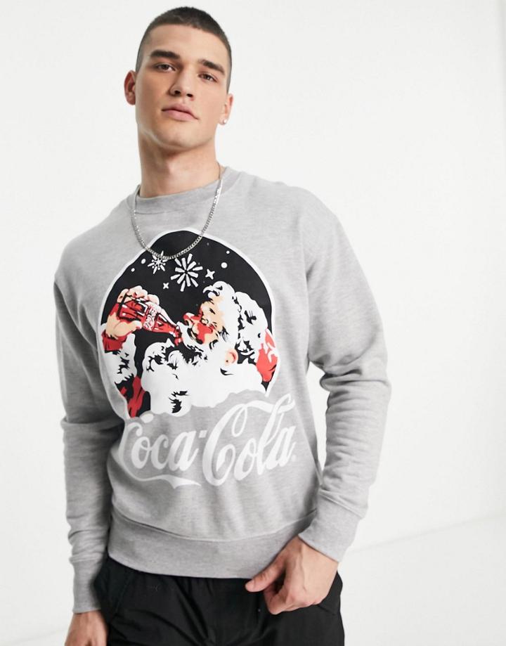 Coca Cola Father Christmas Sweatshirt In Gray-grey