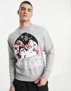 Coca Cola Father Christmas Sweatshirt In Gray-grey