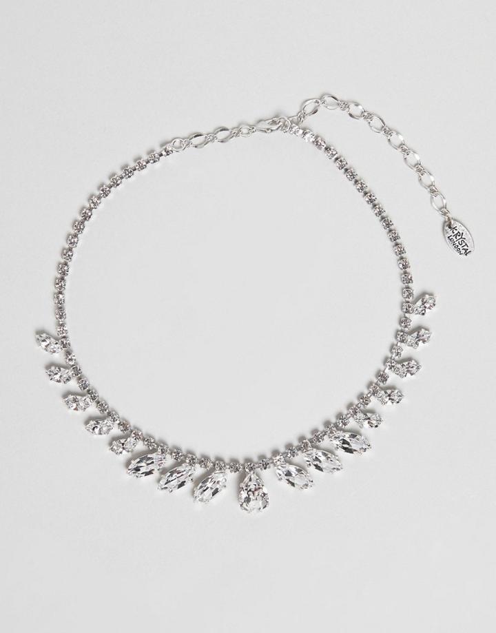 Krystal London Swaorvski Crystal Graduated Navette Drop Necklace - Clear