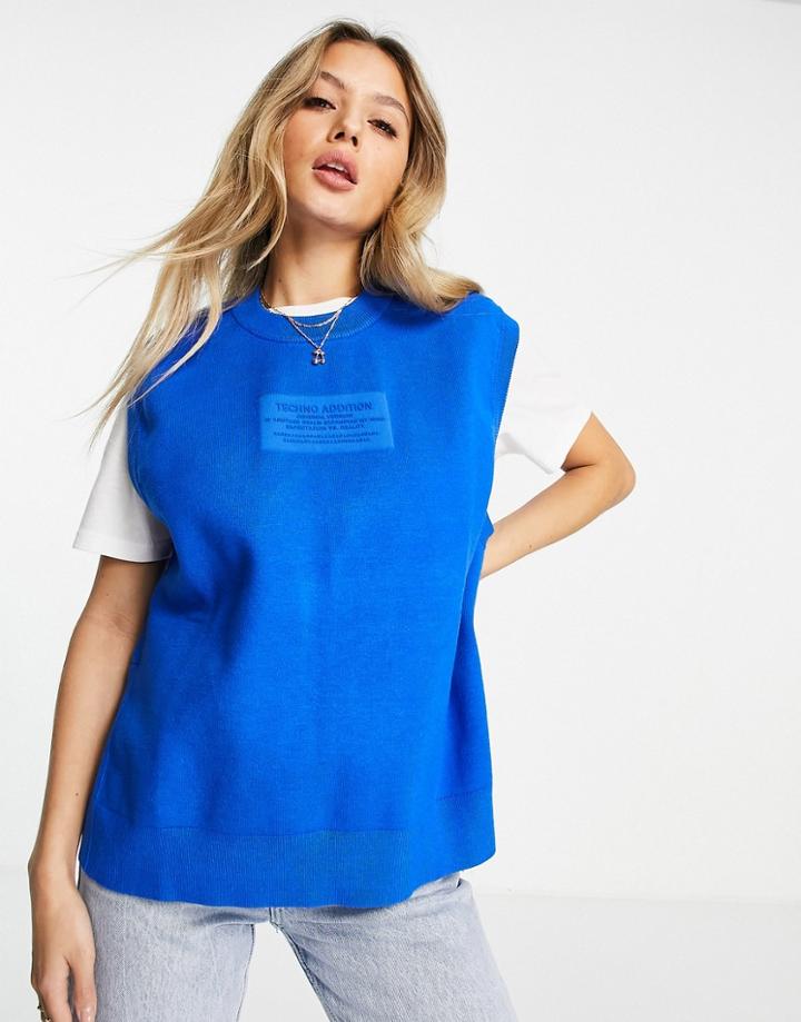 Urban Revivo Button Detail Knitted Vest In Bright Blue-blues