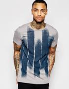 Asos T-shirt With Brushstroke Print On Marl Fabric - Gray