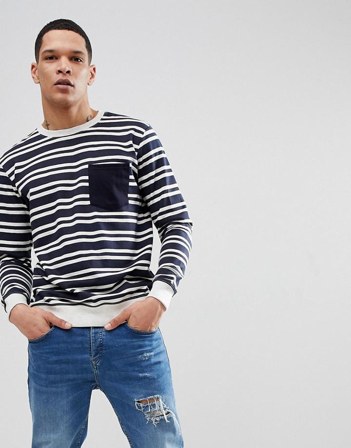 Soul Star Stripe Pocket Sweat - Navy