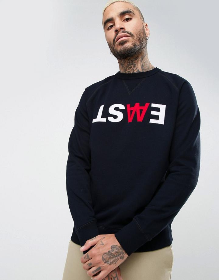 Wood Wood Hester Sweatshirt With Large Logo - Navy