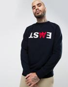 Wood Wood Hester Sweatshirt With Large Logo - Navy