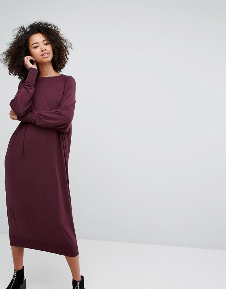 Monki Midi Sweater Dress - Red