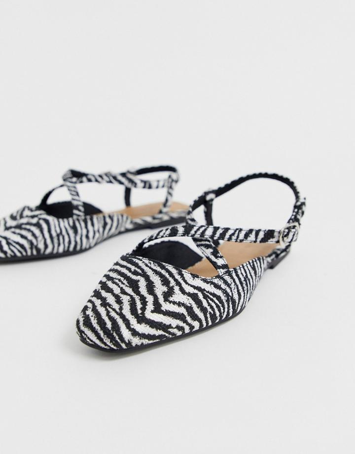 Asos Design Loyal Ballet Flats In Zebra-multi