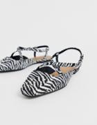 Asos Design Loyal Ballet Flats In Zebra-multi