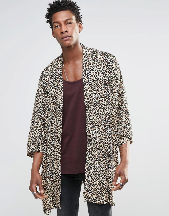 Religion Leopard Print Dexter Kimono - Brown Animal