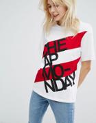 Cheap Monday Block Stripe Logo T Shirt - White