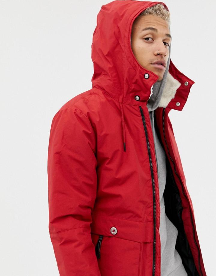 Pull & Bear Padded Jacket In Red - Red