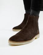 Asos Design Chelsea Boots In Brown Suede With Faux Crepe Sole - Brown