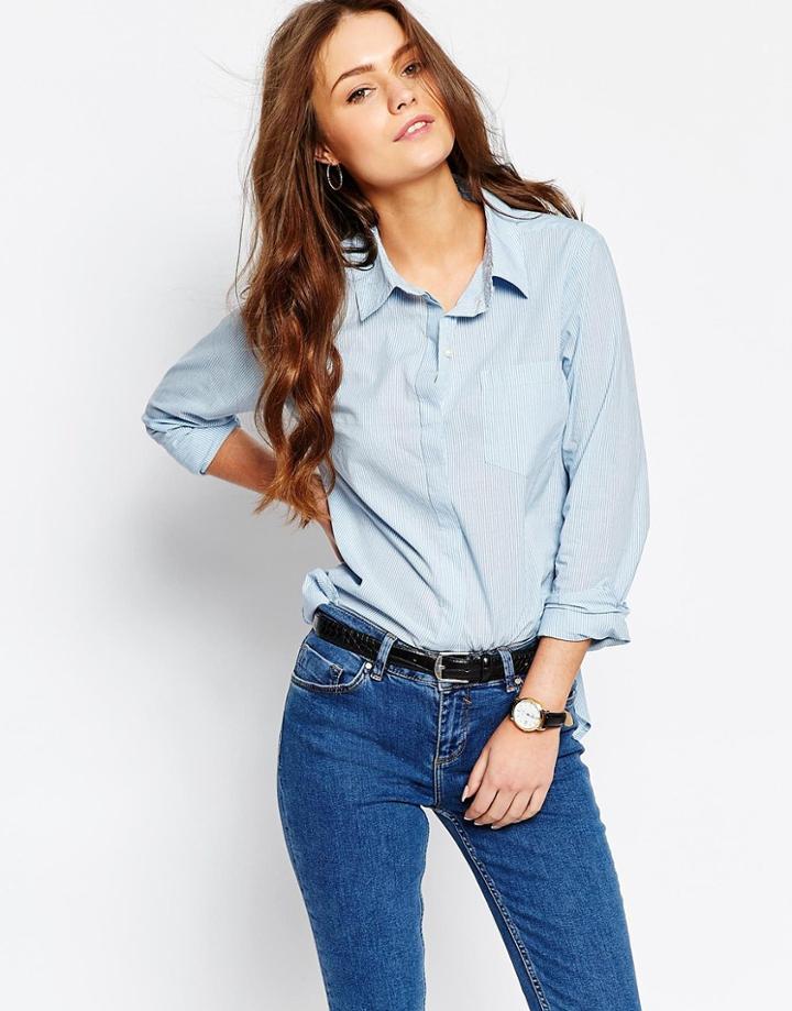 J.d.y Narrow Striped Shirt - Blue