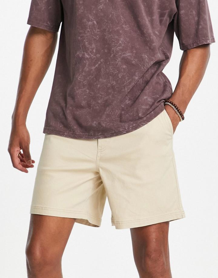 Jack & Jones Elastic Waist Chino Shorts In Beige-neutral