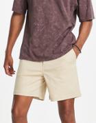 Jack & Jones Elastic Waist Chino Shorts In Beige-neutral
