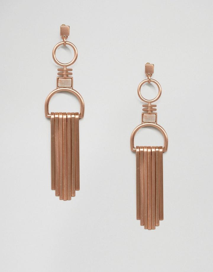 Pilgrim Rose Gold Tassel Drop Earrings - Gold