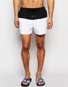 Asos Short Length Swim Shorts With Monochrome Panel - Black