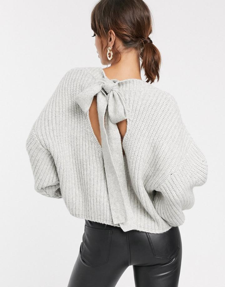Asos Design Premium Super Chunky Rib Sweater With Tie Back