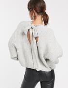 Asos Design Premium Super Chunky Rib Sweater With Tie Back