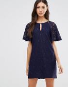 Traffic People Butterfly Peep Dress In Lace - Navy