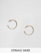 Asos Gold Plated Sterling Silver 10mm Through Hoop Earrings - Gold