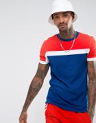 Asos Muscle T-shirt With Cut And Sew Panels In Navy - Blue