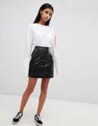 Noisy May Vinyl Skirt With Zip Detail-black