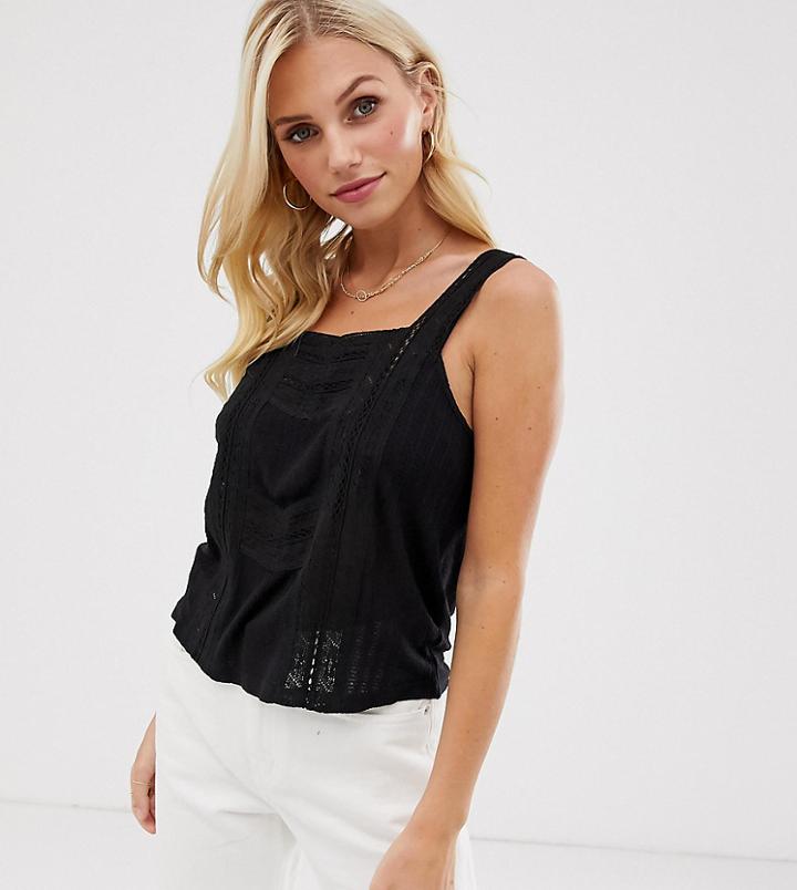 Mango Lace Insert Cami In Black - Black