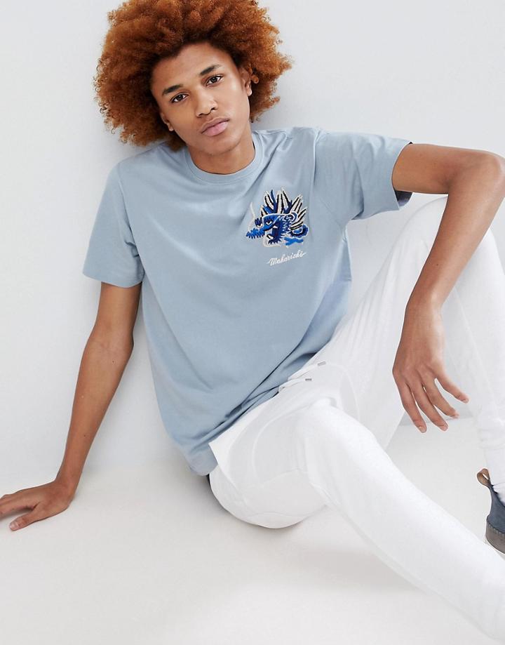 Maharishi Embroidered Golden Dragon T-shirt - Blue
