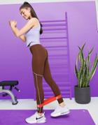 Asos 4505 Leggings With Contrast Waist And Seam Detail-brown