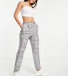 Asos Design Tall Smart Tapered Pants In Purple Pow Plaid-multi