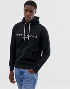 Tommy Hilfiger Chest Embroidered Logo Hoodie In Black - Black