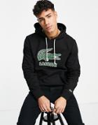 Lacoste Smashed Croc Overhead Hoodie In Black