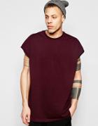 Asos Super Oversized T-shirt In Heavyweight Jersey In Burgundy - Oxblood