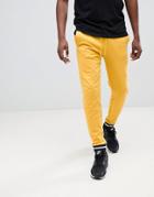 Asos Design Skinny Joggers In Yellow With Contrast Tipping - Yellow