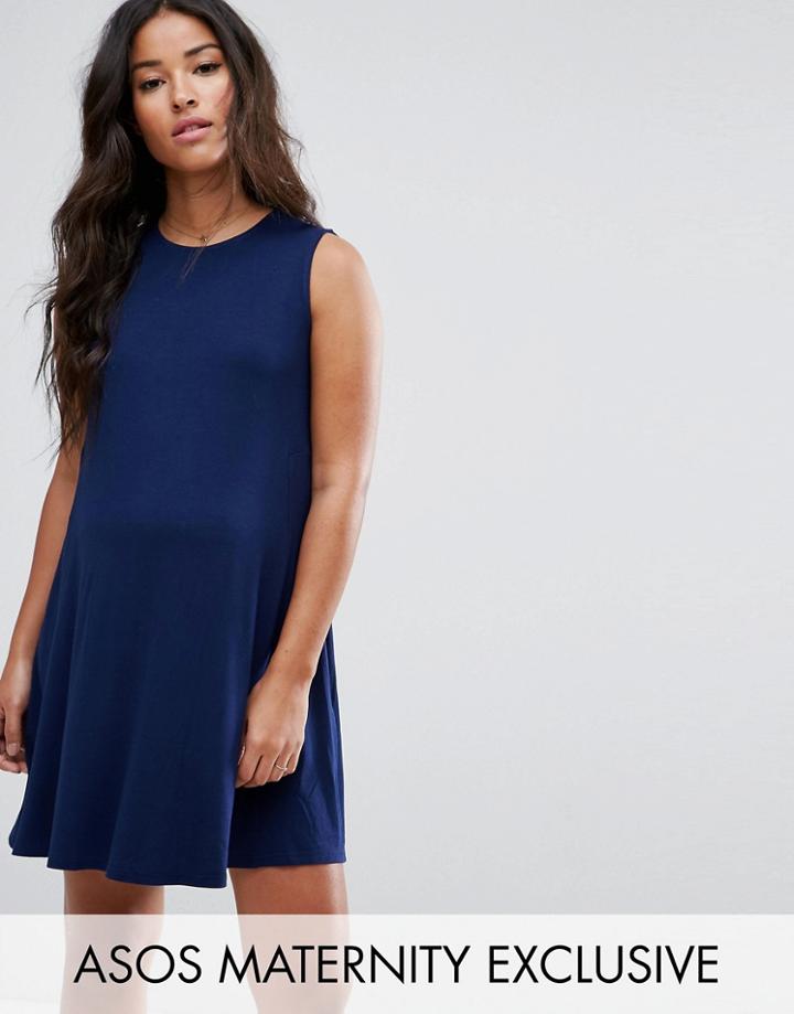 Asos Maternity Sleeveless Swing Dress - Navy
