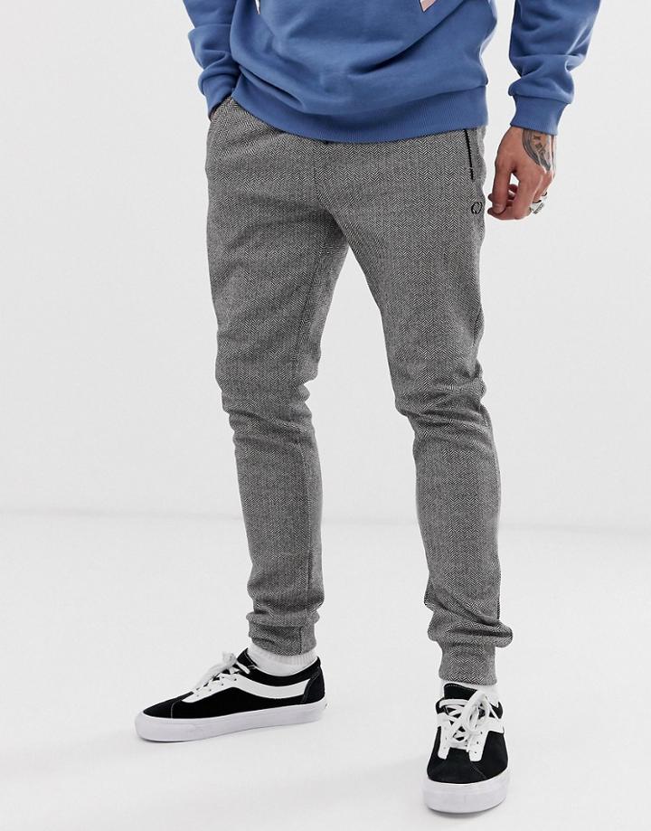 Criminal Damage Skinny Jogger In Gray Herringbone
