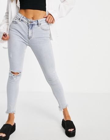 Lioness Easy Rider Ripped Skinny Jeans In Light Wash Denim-blues