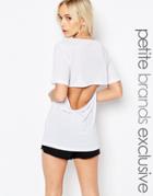 One Day Petite Open Back Jersey Top - White