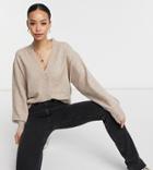 Asos Design Tall Button Through Fluffy Boxy Cardi-neutral