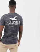 Hollister Icon Logo Crew Neck T-shirt With Back Print In Gray Texture - Gray