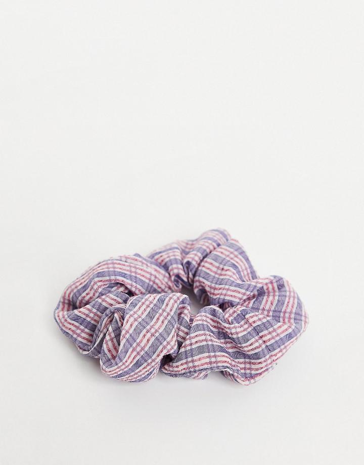 Pieces Hair Scrunchie In Red And Blue Check-multi