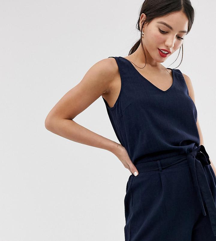 Vero Moda Tall Tie Waist Romper - Navy
