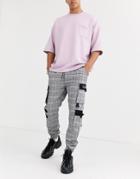 Sixth June Checked Cargo Pant In Black