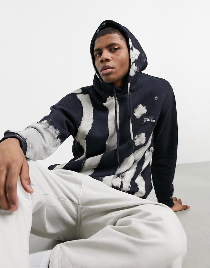 Bershka Hoodie With Brush Stroke Detailing In Black