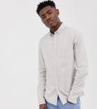 Asos Design Tall Casual Slim Oxford Shirt In Ecru - Cream