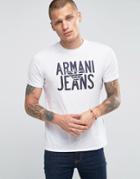 Armani Jeans T-shirt With Large Eagle Logo In White - White