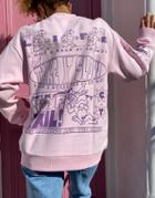 Crooked Tongues Oversized Sweatshirt With Take It Slow Print In Pink