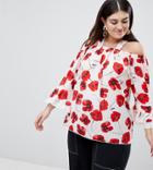 Lovedrobe Poppy Print Bardot Blouse - Multi